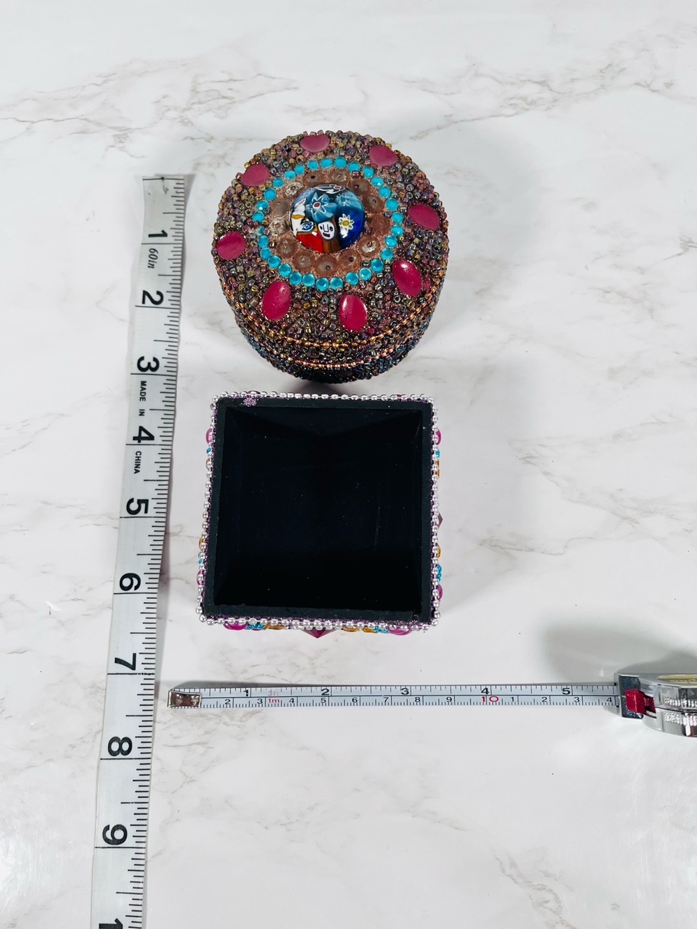 2 Jeweled Tin Trinket Boxes - Picture 9 of 11